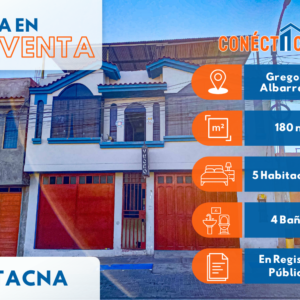 Venta de Casa en Asoc. Las Américas (Gregorio Albarracín) Tacna