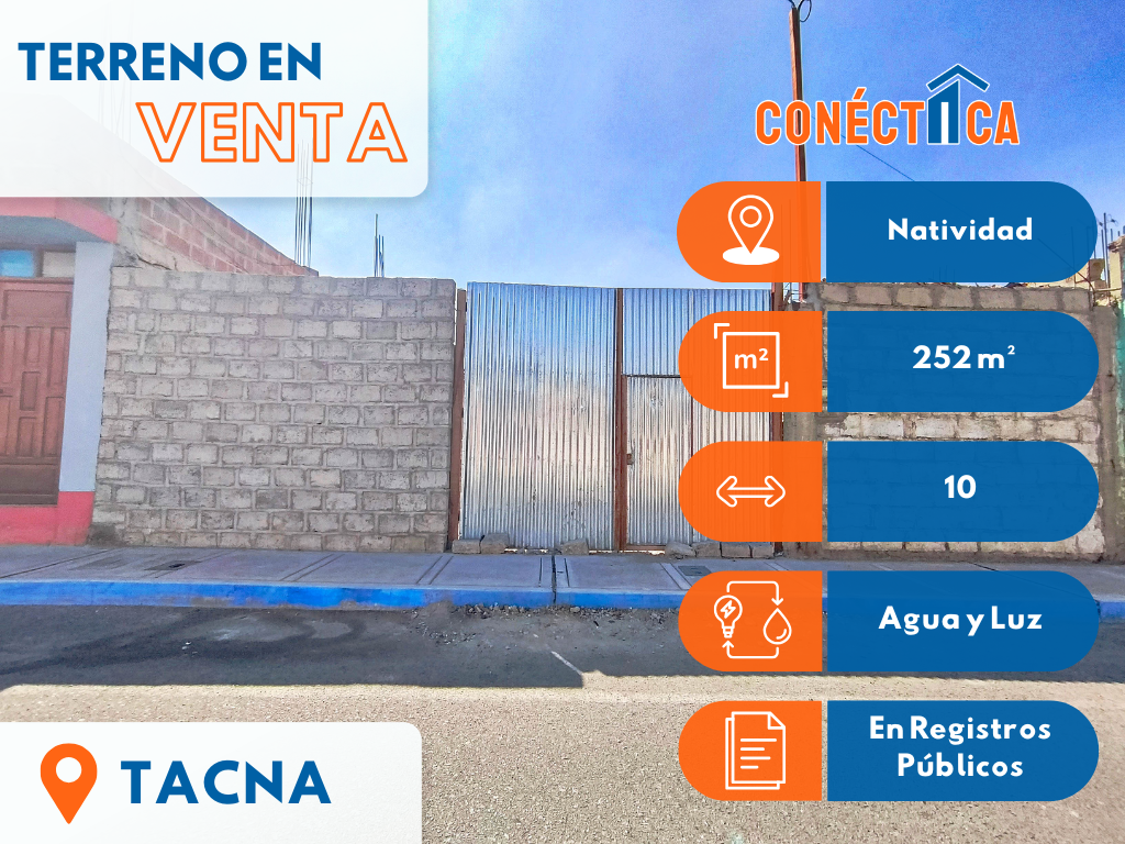 Venta de Terreno de 252m² en Natividad - Ciudad de Tacna