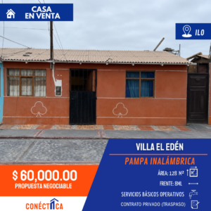 CASA EN VENTA EN VILLA EL EDÉN – PAMPA INALÁMBRICA, ILO