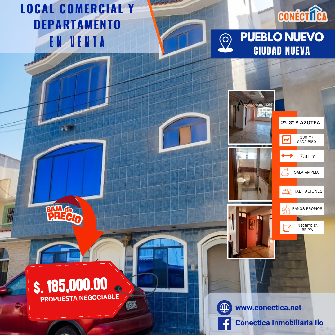 LOCAL COMERCIAL + DEPARTAMENTO + AZOTEA EN VENTA - CIUDAD NUEVA, ILO
