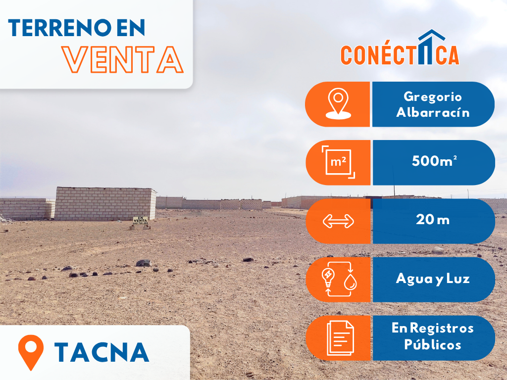 Venta de Terreno de 500m² en Gregorio Albarracín - Tacna