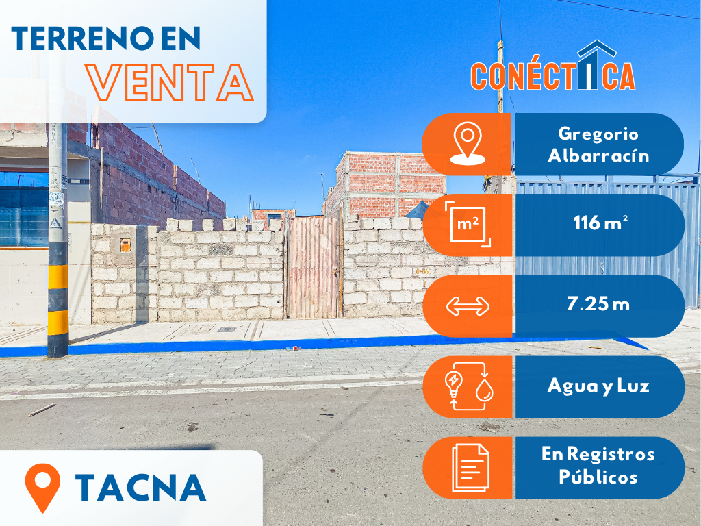VENTA DE TERRENO A PASOS DE LA AV. BOHEMIA TACNEÑA (G.A.L.) TACNA