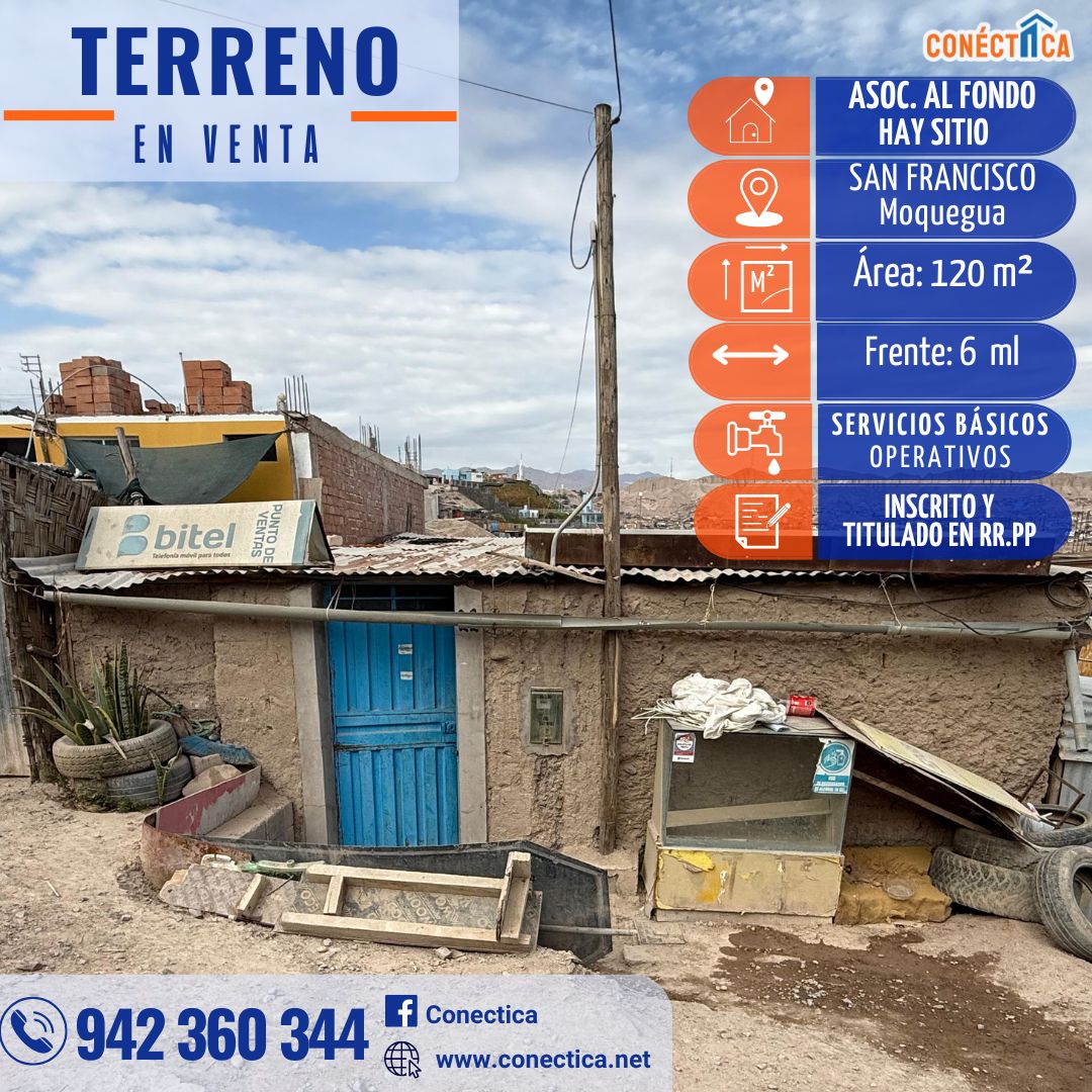 📍 TERRENO EN VENTA ASOC. AL FONDO HAY SITIO - SAN FRANCISCO