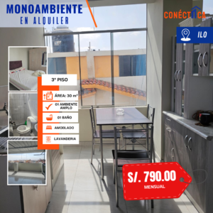 MONOAMBIENTE AMOBLADO EN ALQUILER – LUIS E. VALCARCEL, ILO