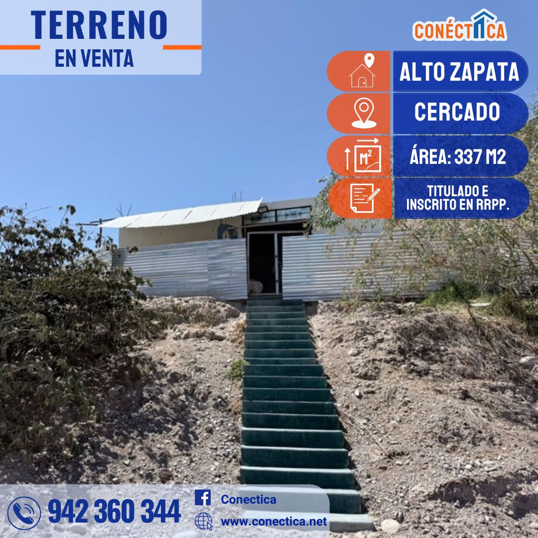 TERRENO EN VENTA DE 337 M2 EN URB. GALLITO ALTO ZAPATA, MOQUEGUA.